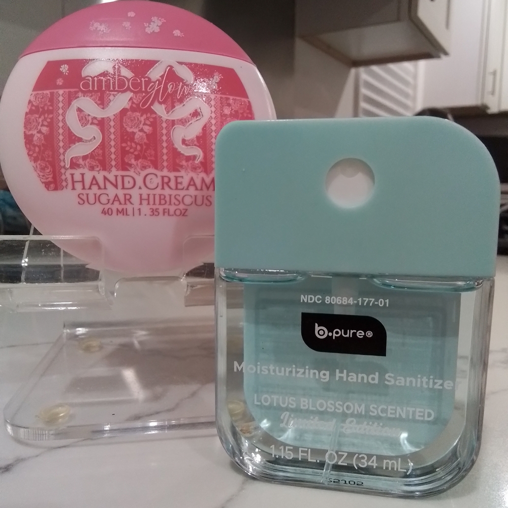 Amber Glow Sugar Hibiscus Hand Cream and b.pure Hand Sanitizer Set